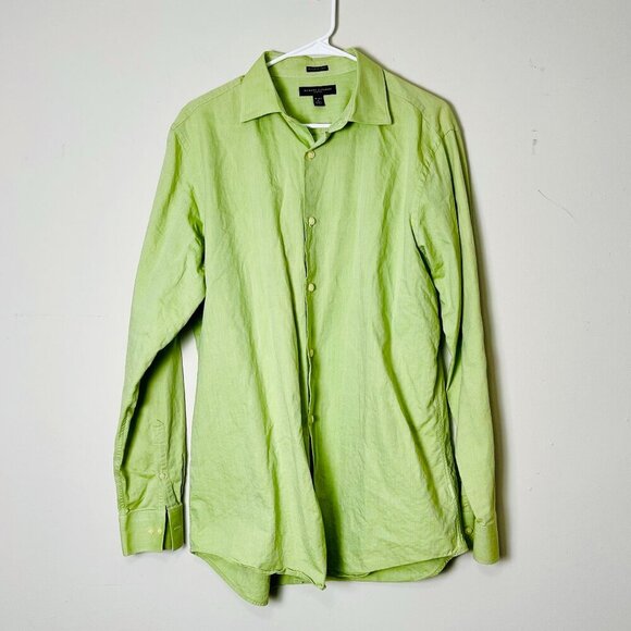 Banana Republic Button Down Shirt Men's Large‎  Long Sleeve Green Dress Shirt - Picture 1 of 11